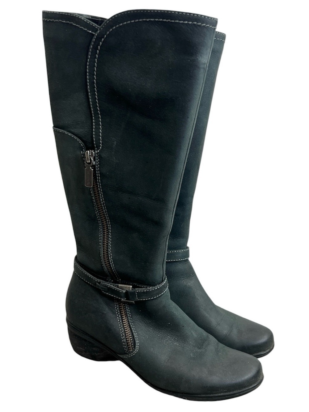 Blondo deep charcoal grey green old money tall waterproof leather boots 7 - Picture 5 of 15